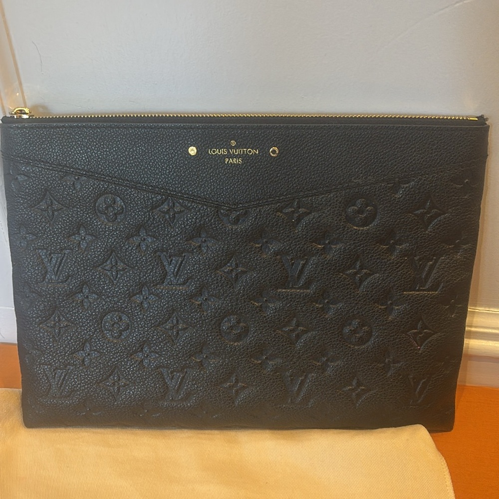 Louis Vouitton Daily Pouch embossed monogram clutch bag black